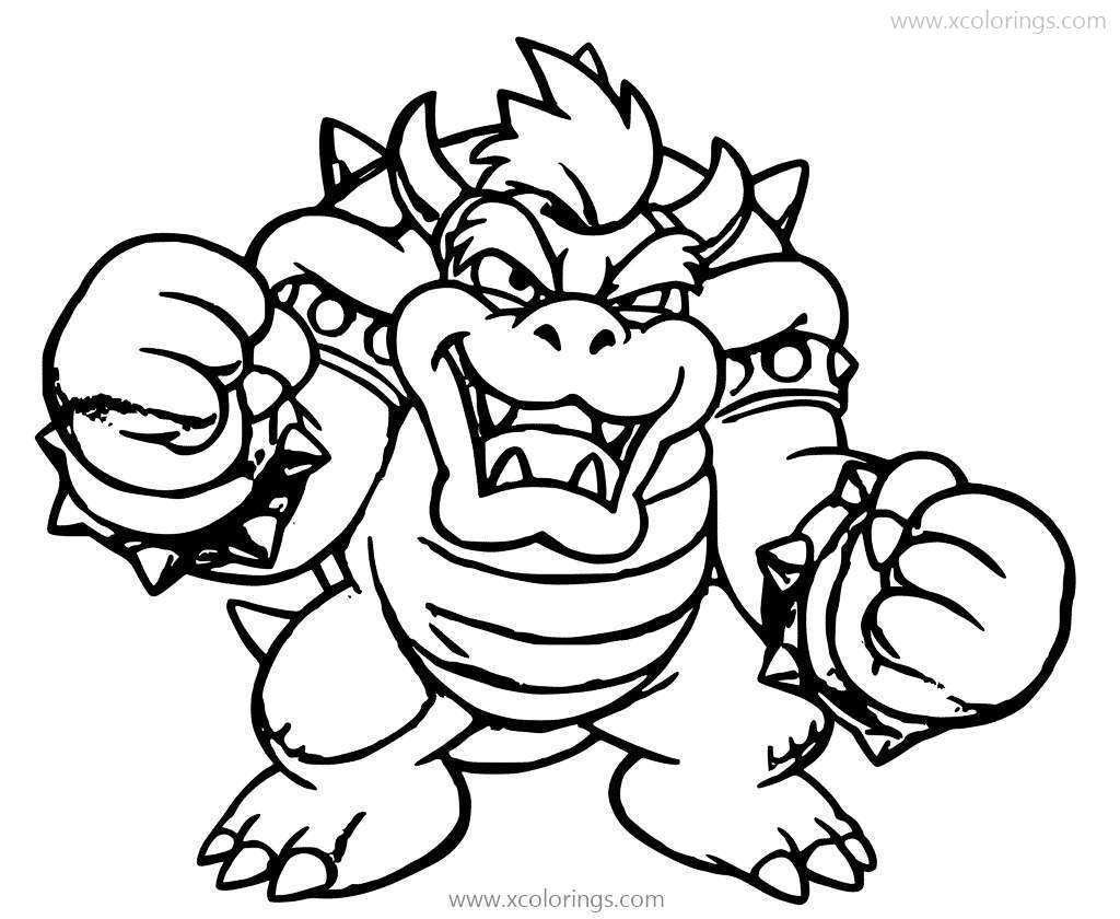 Free Bowser Clenched Fists Coloring Pages printable
