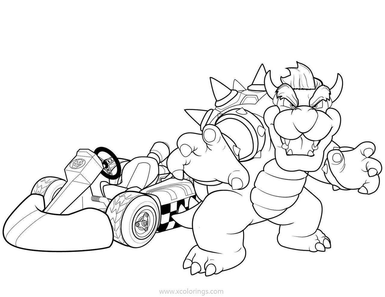 Free Bowser Coloring Pages from Mario Kart printable