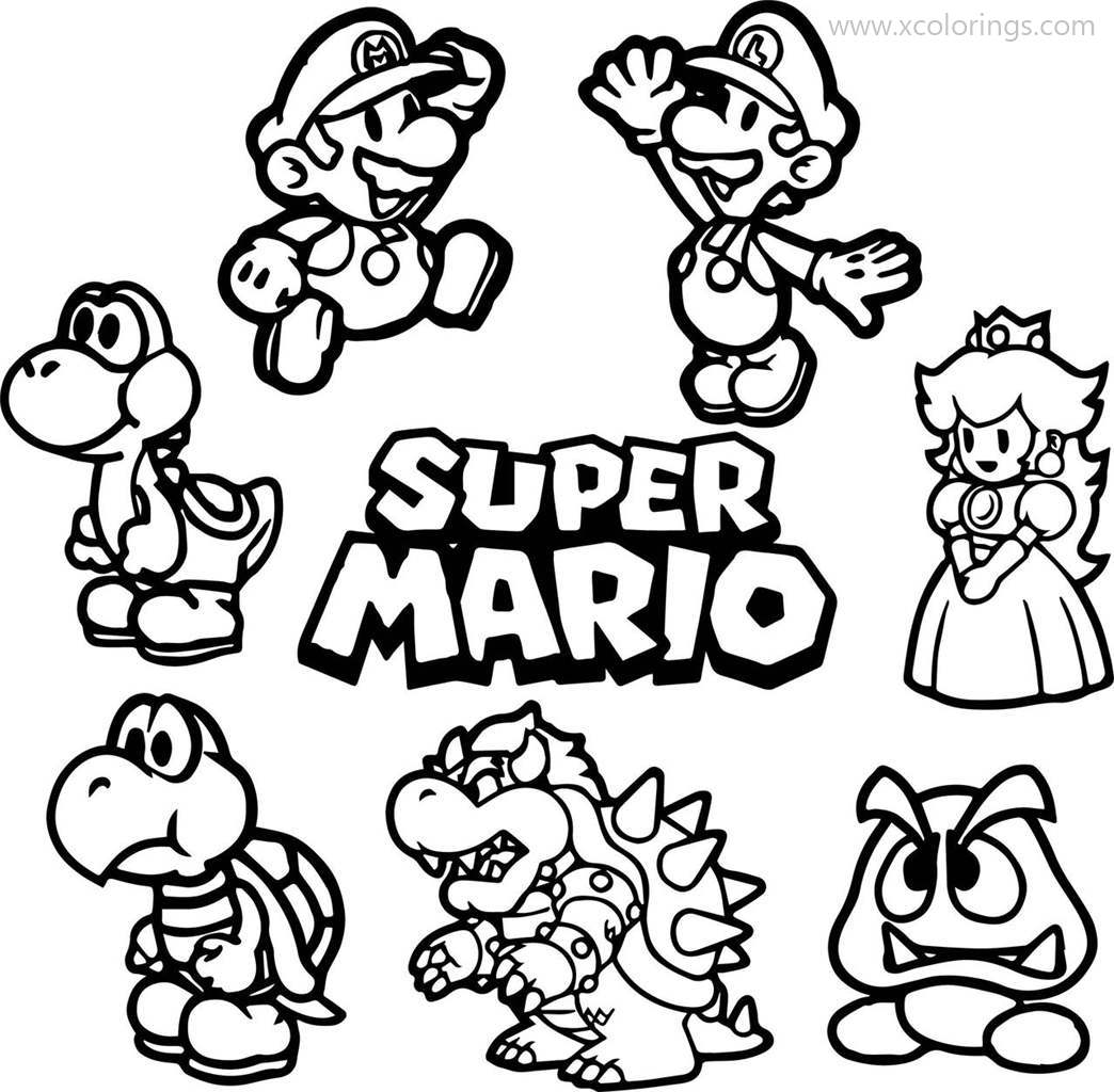Free Bowser Coloring Pages with Mario Bros printable