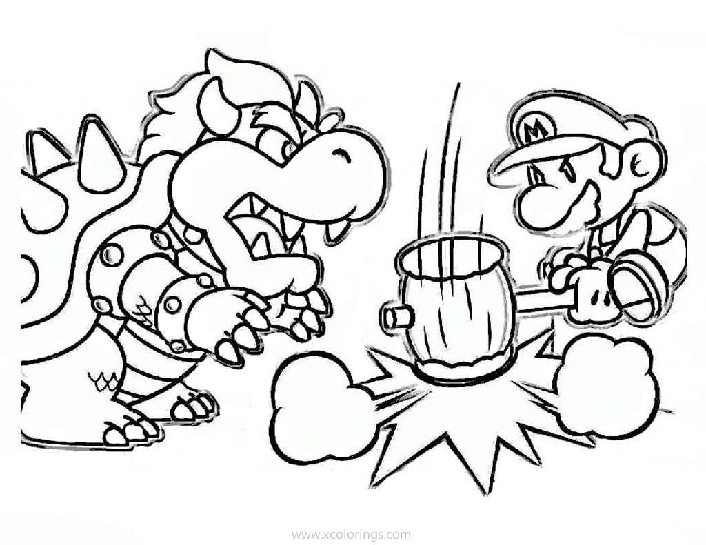 Free Bowser Coloring Pages with Mario printable