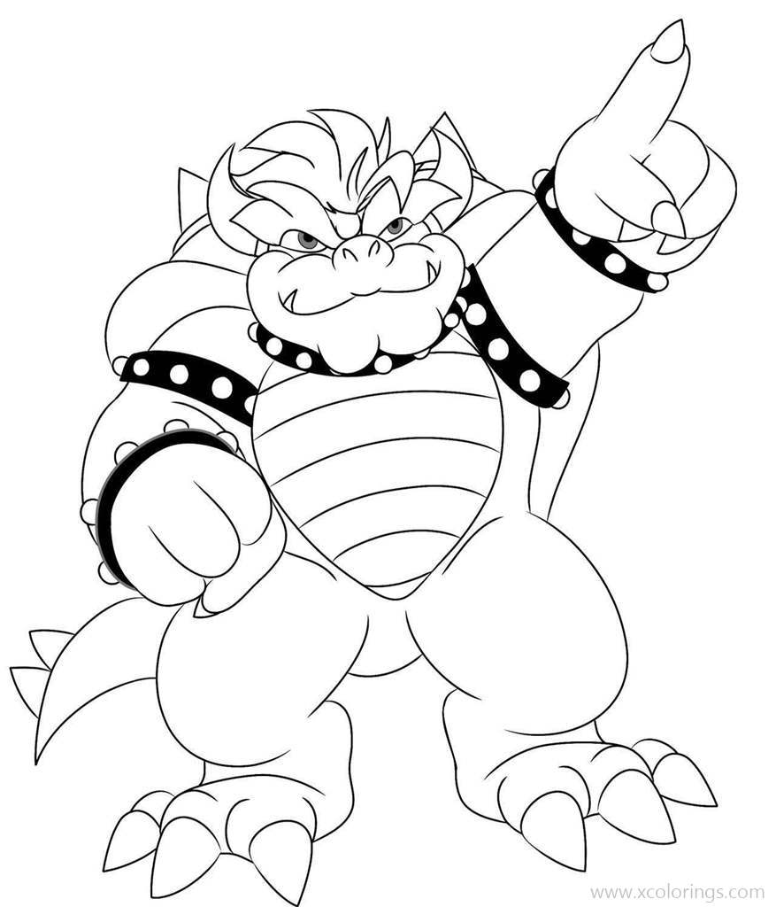 Free Bowser Outline Coloring Pages printable
