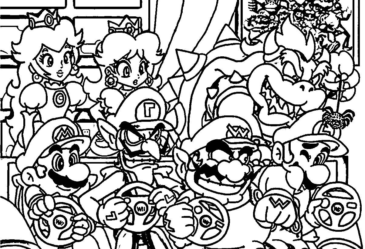 Free Bowser and Mario Characters Coloring Pages printable