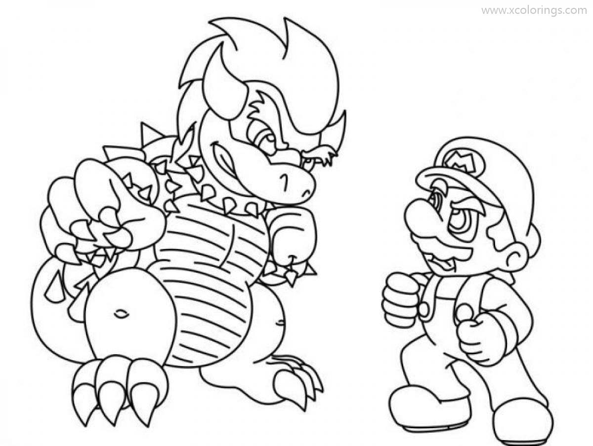 Free Bowser and Mario Coloring Pages printable