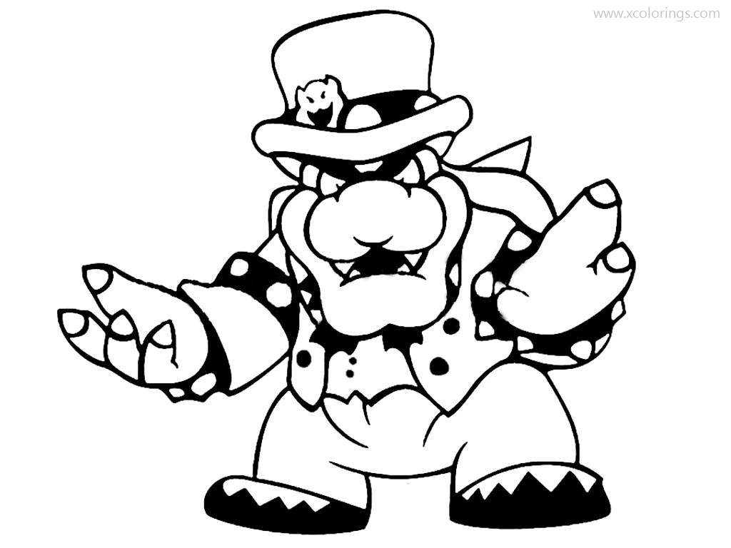Free Bowser in Clothes Coloring Pages printable