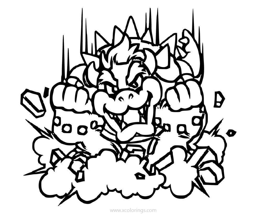 Free Bowser is Falling Coloring Pages printable