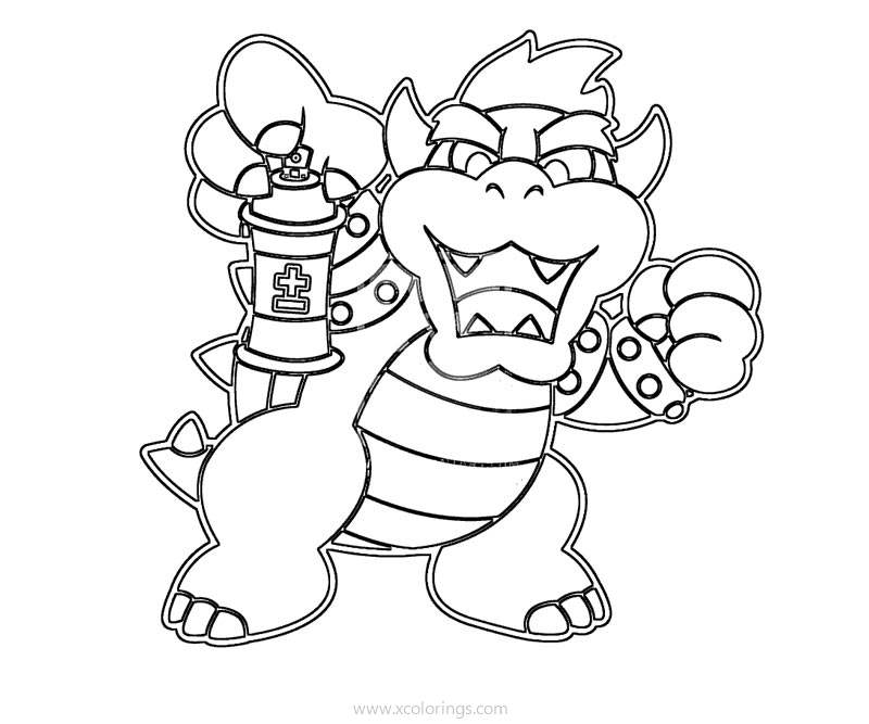 Free Bowser with A Sprayer Coloring Pages printable