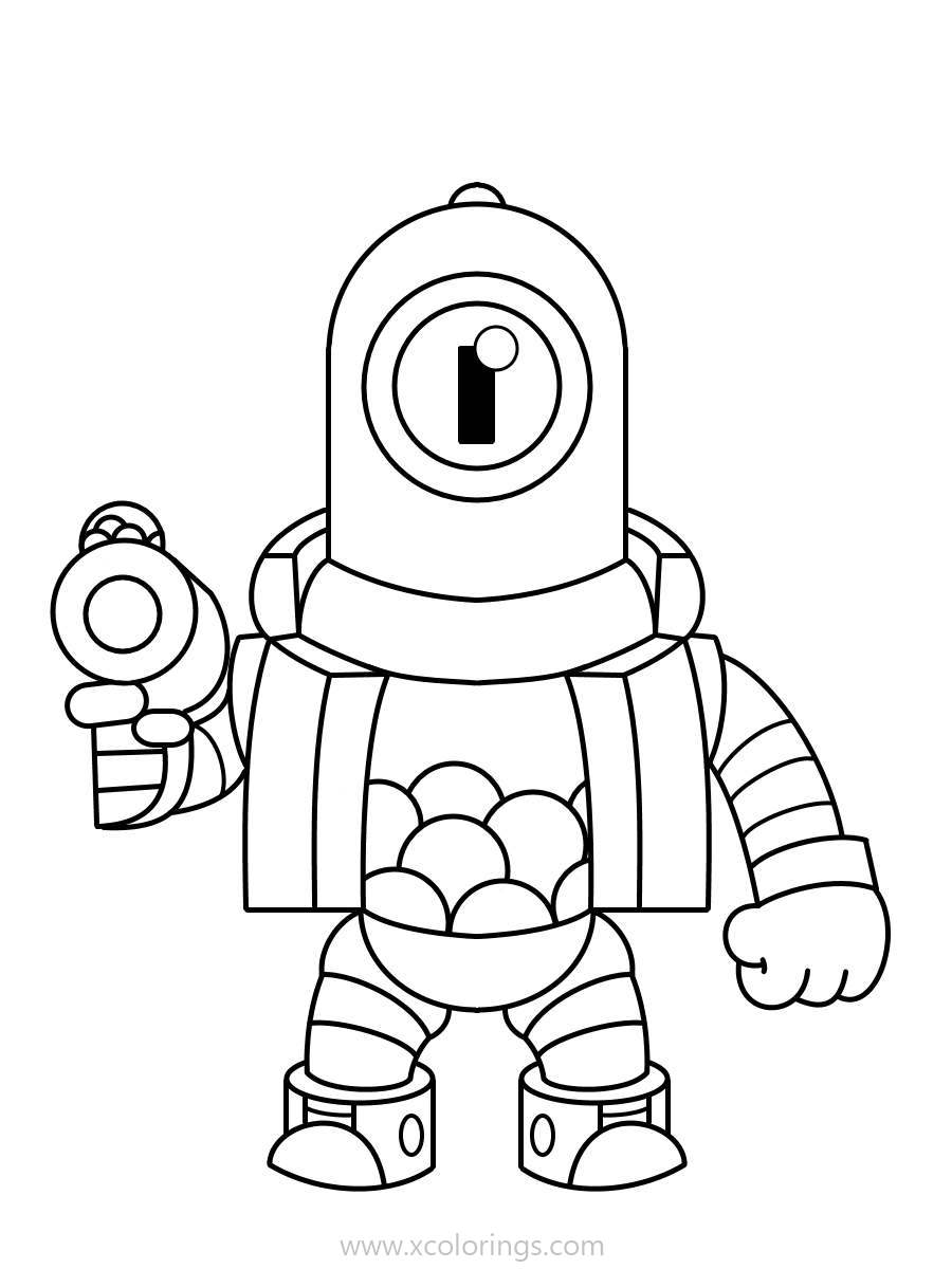 Free Brawl Stars Character Rico Coloring Pages printable