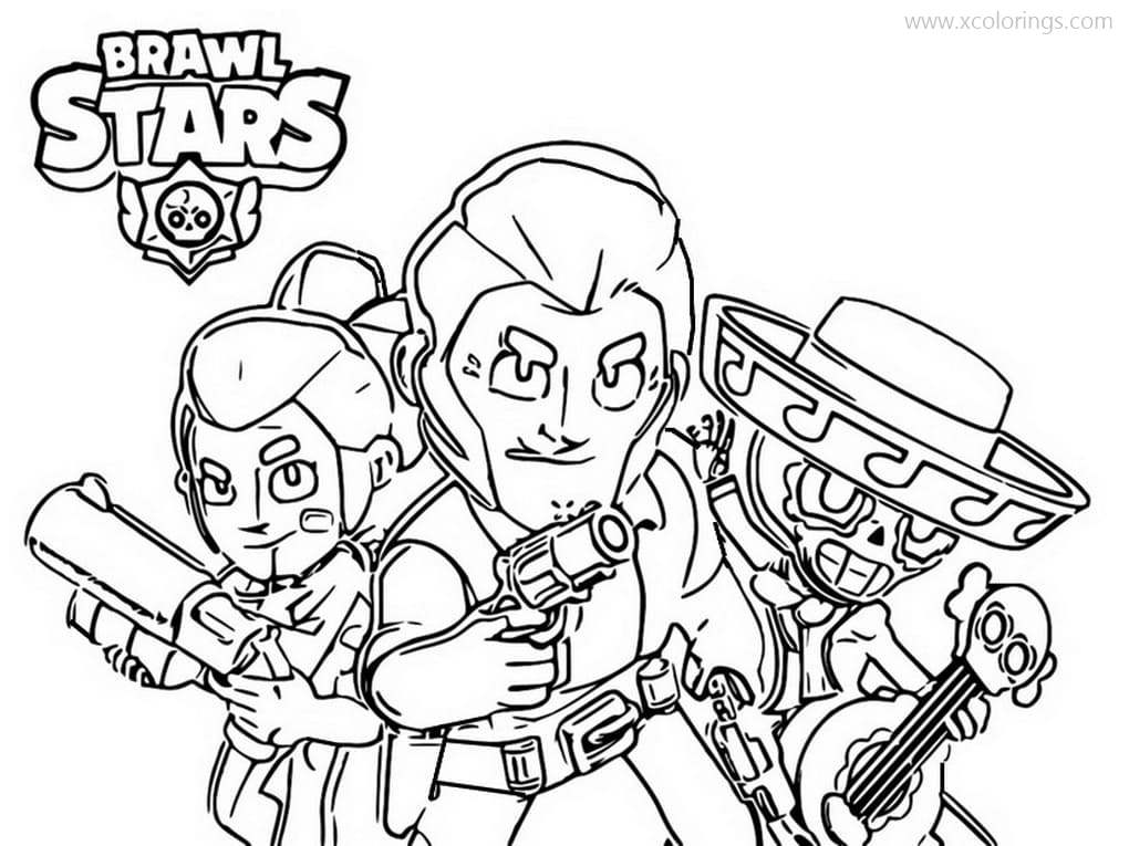 Free Brawl Stars Coloring Pages Colt Poco and Shelly printable