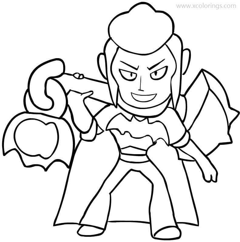 Free Brawl Stars Coloring Pages Mortis with Bats printable