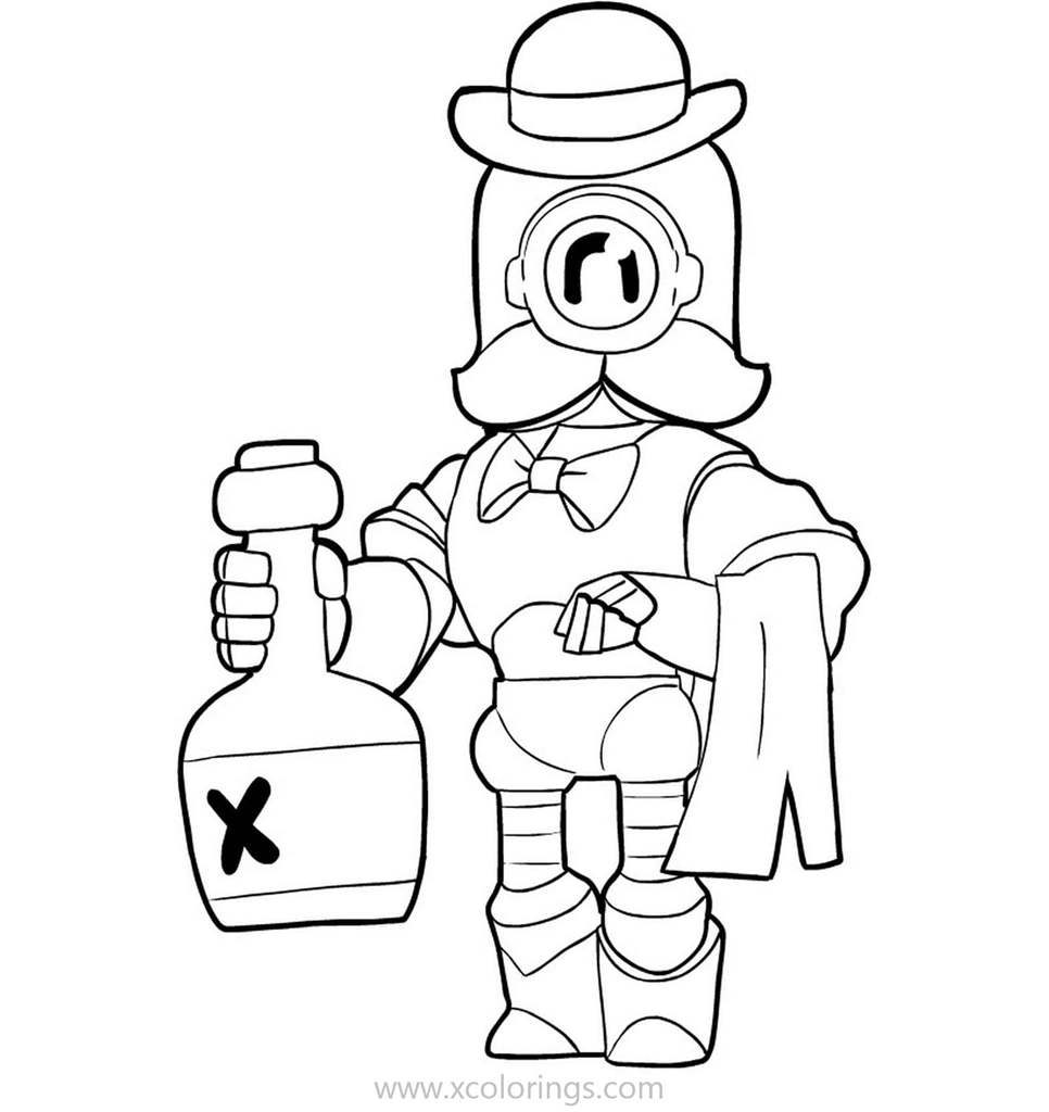 Free Brawl Stars Coloring Pages Rico the Waiter printable