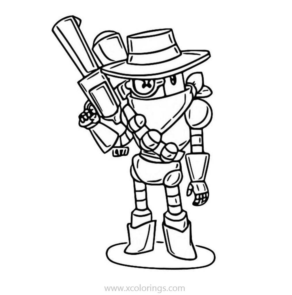 Free Brawl Stars Coloring Pages Rico with Mask printable