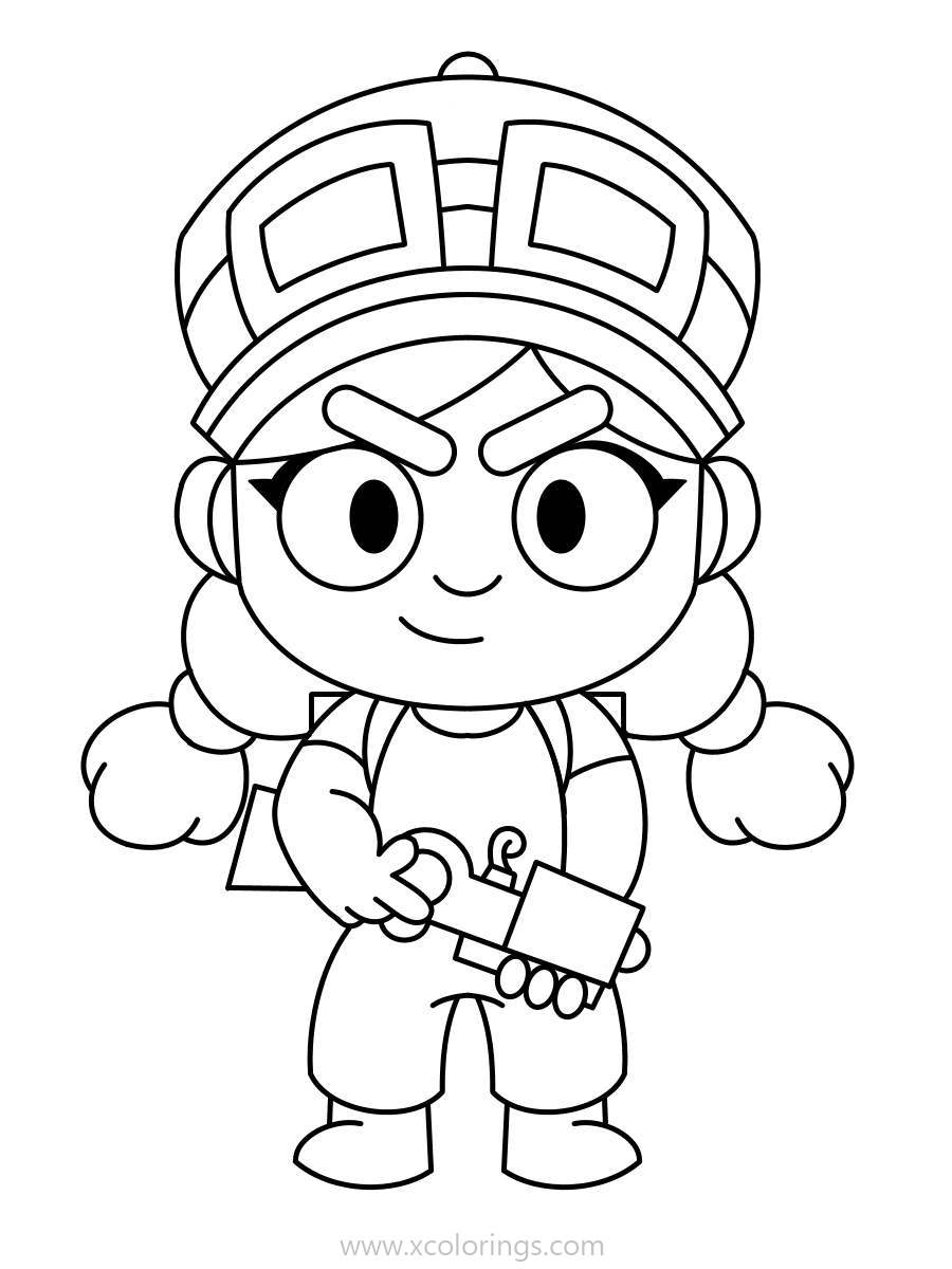 Free Brawl Stars Girl Jessie Coloring Pages printable