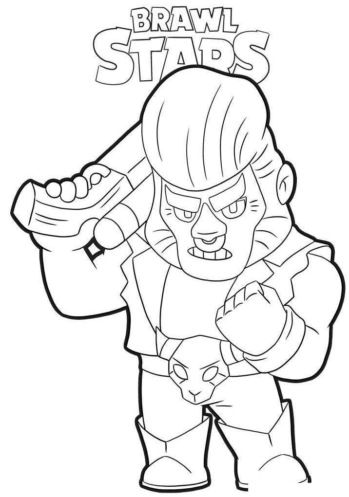 Free Bull from Brawl Stars Characters Coloring Pages printable