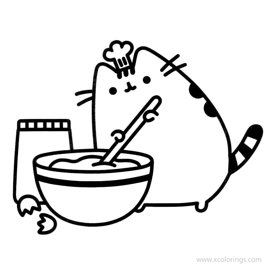 Free Chef Pusheen Coloring Pages printable