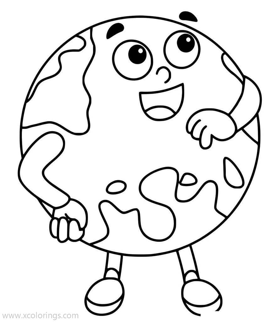 Free Cute Animated Earth Coloring Pages printable