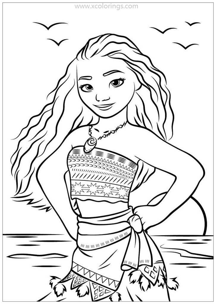 Disney Princess Moana Coloring Pages Printable XColorings