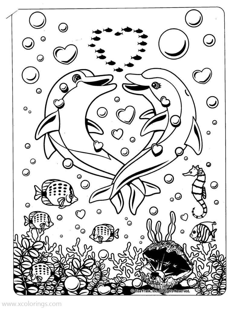 Free Dolphins from Lisa Frank Coloring Pages printable