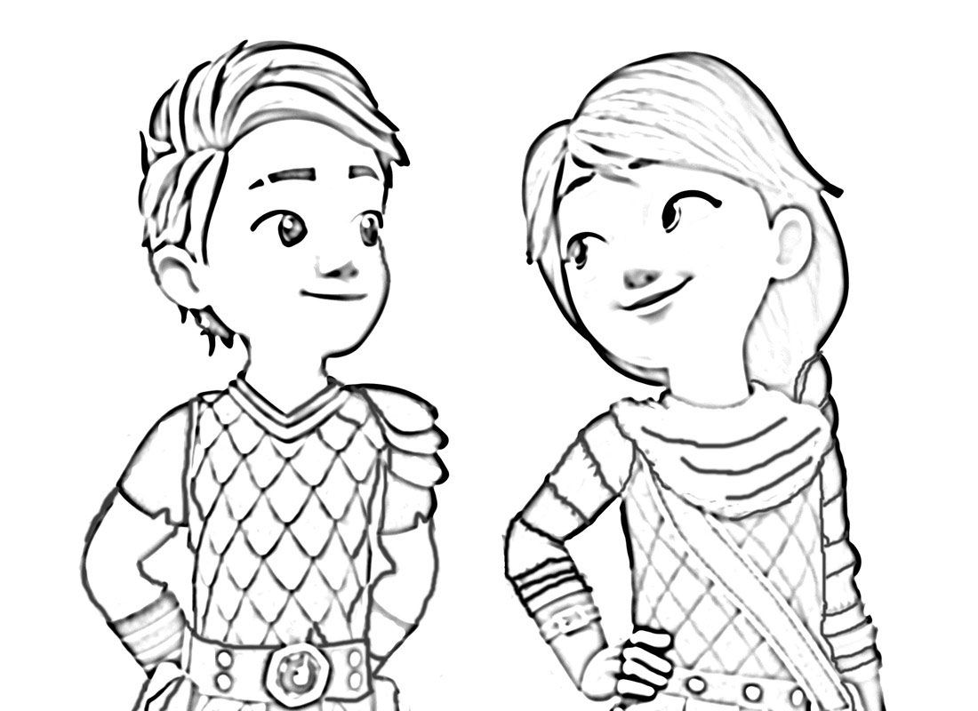Free Dragons Rescue Riders Coloring Pages Dak and Leyla printable
