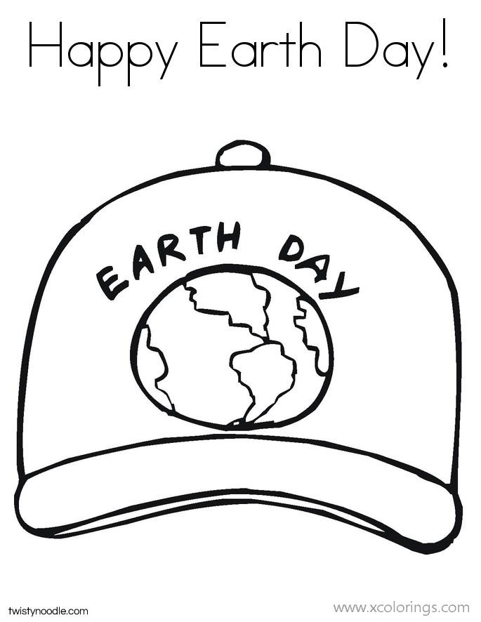 Free Earth Day Hat Design Coloring Pages printable