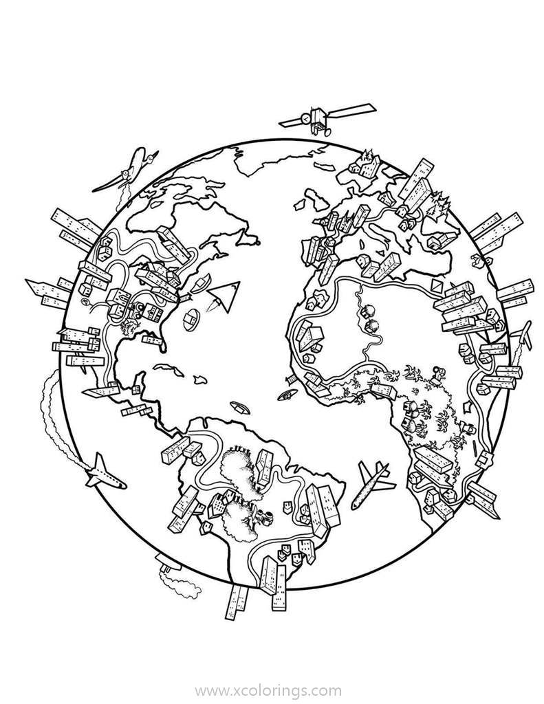 Free Earth Map Coloring Pages printable