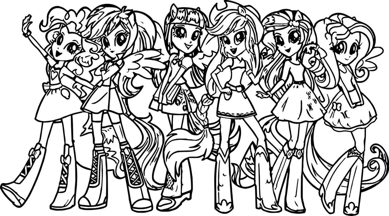 Free Equestria Girl Characters Coloring Pages printable