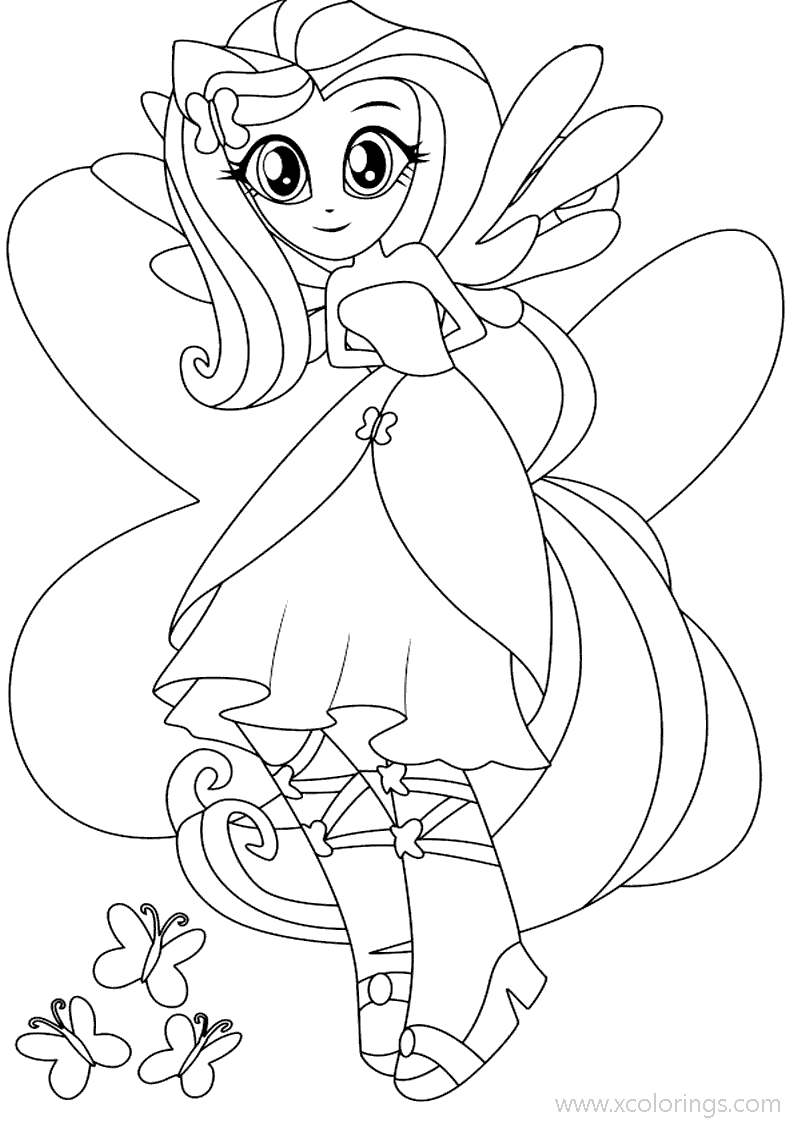 Free Equestria Girl Coloring Pages Fluttershy printable