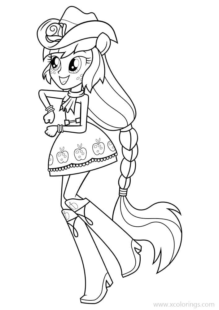 Free Equestria Girls Applejack is Dancing Coloring Pages printable