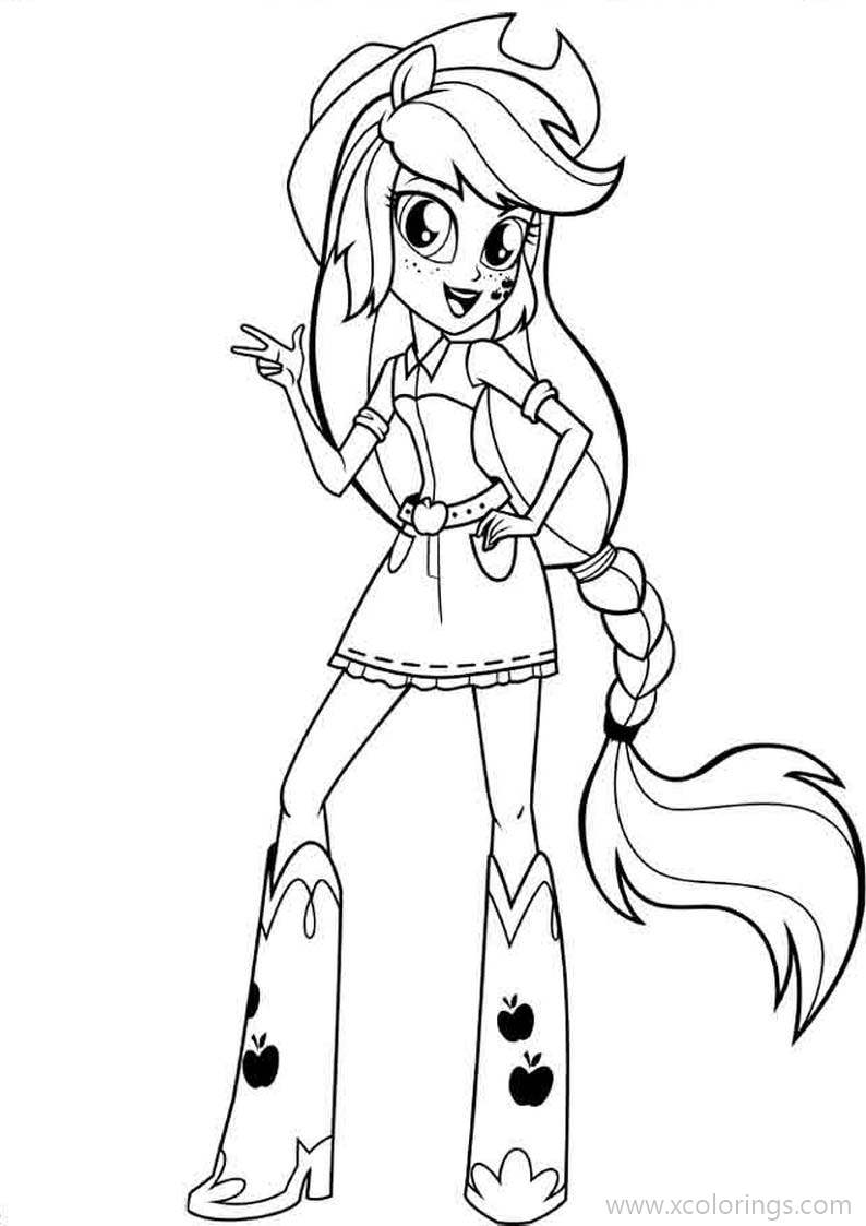 Free Equestria Girls Applejack with Smile Coloring Pages printable