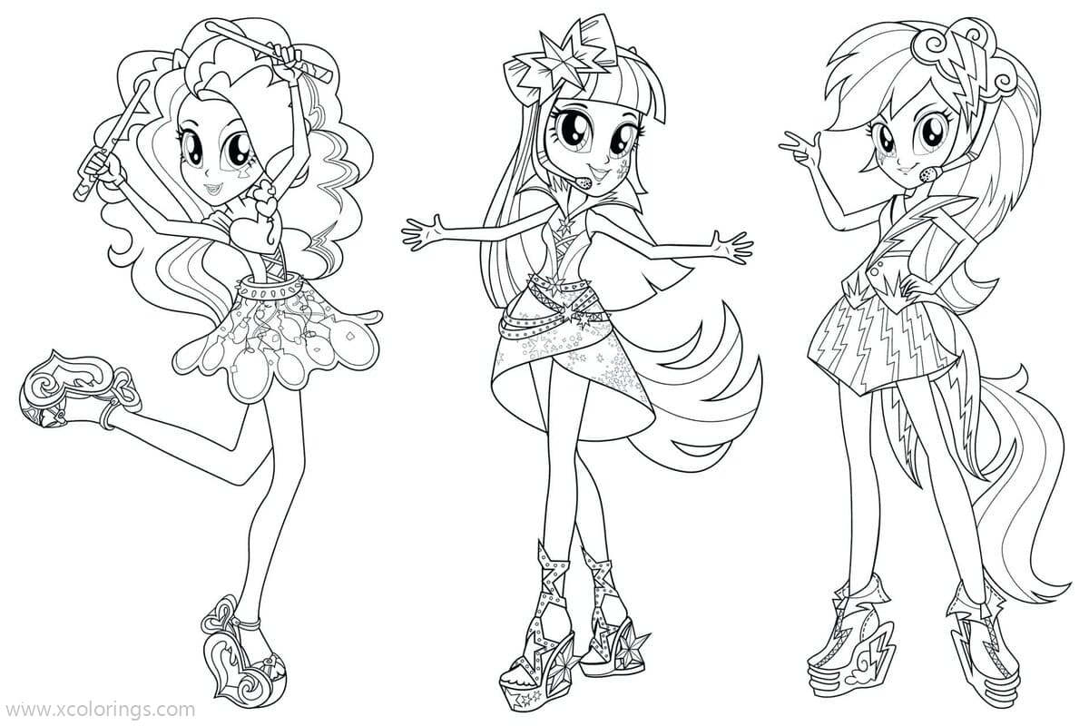 Free Equestria Girls Coloring Pages Applejack Twilight Sparkle and Pinkie Pie printable