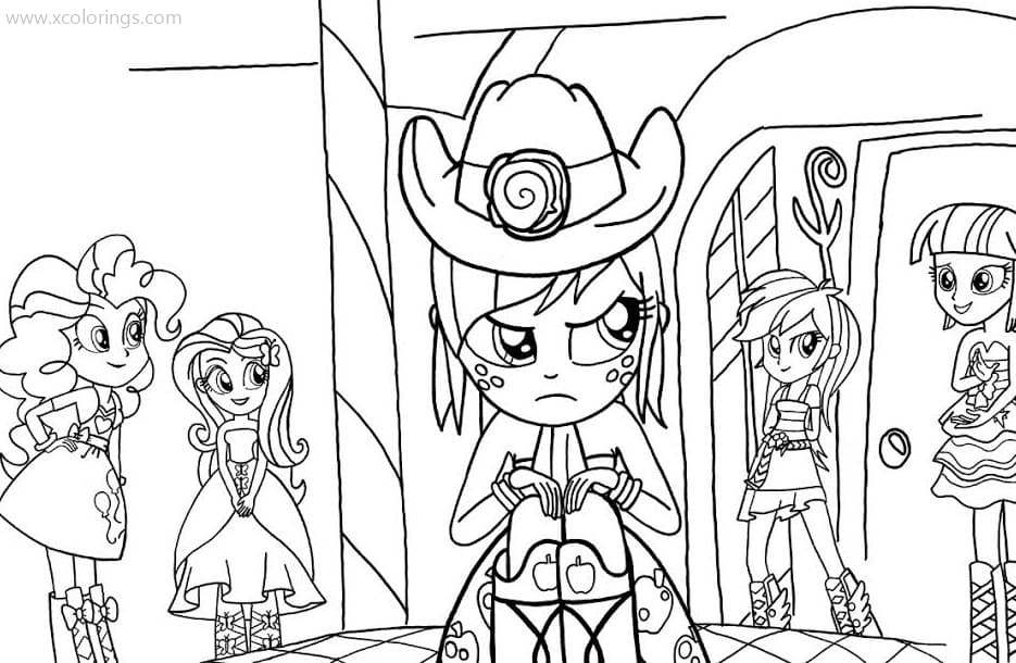 Free Equestria Girls Coloring Pages Applejack and Friends printable
