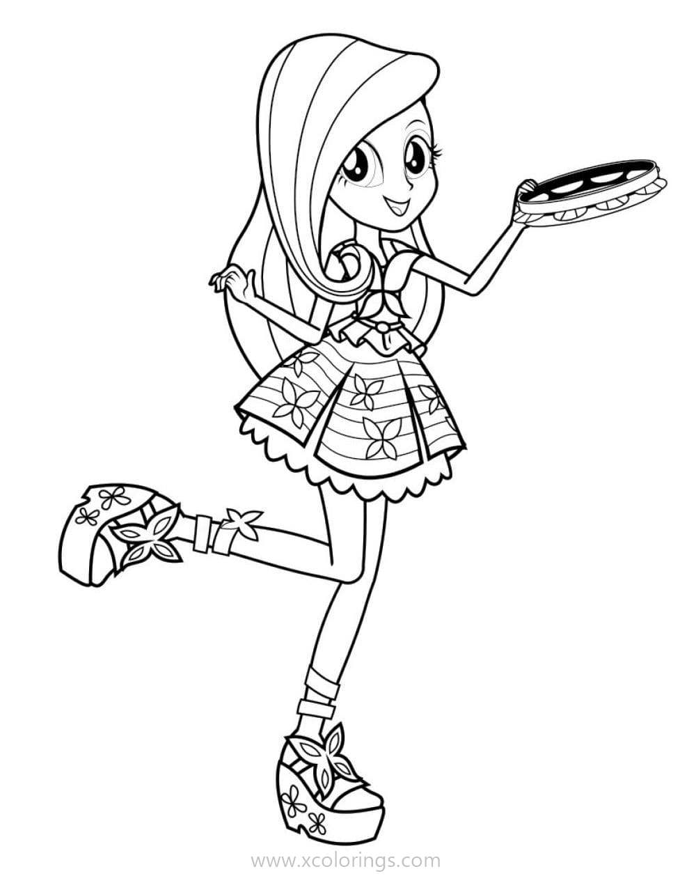 Free Equestria Girls Coloring Pages Fluttershy is Dancing printable