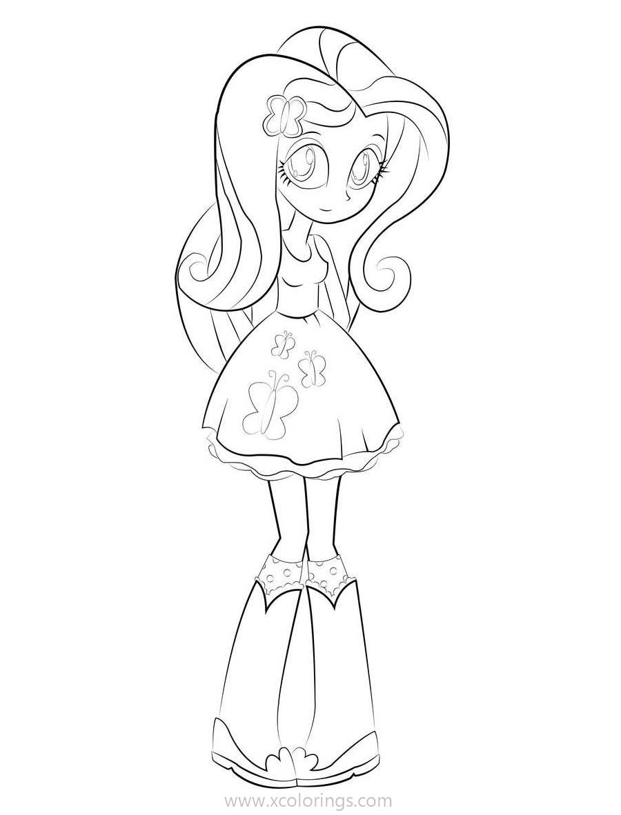 Free Equestria Girls Coloring Pages Fluttershy is Upset printable