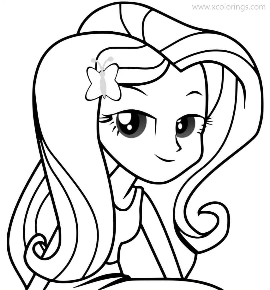 Free Equestria Girls Coloring Pages Fluttershy with Butterfly Hair Clip printable