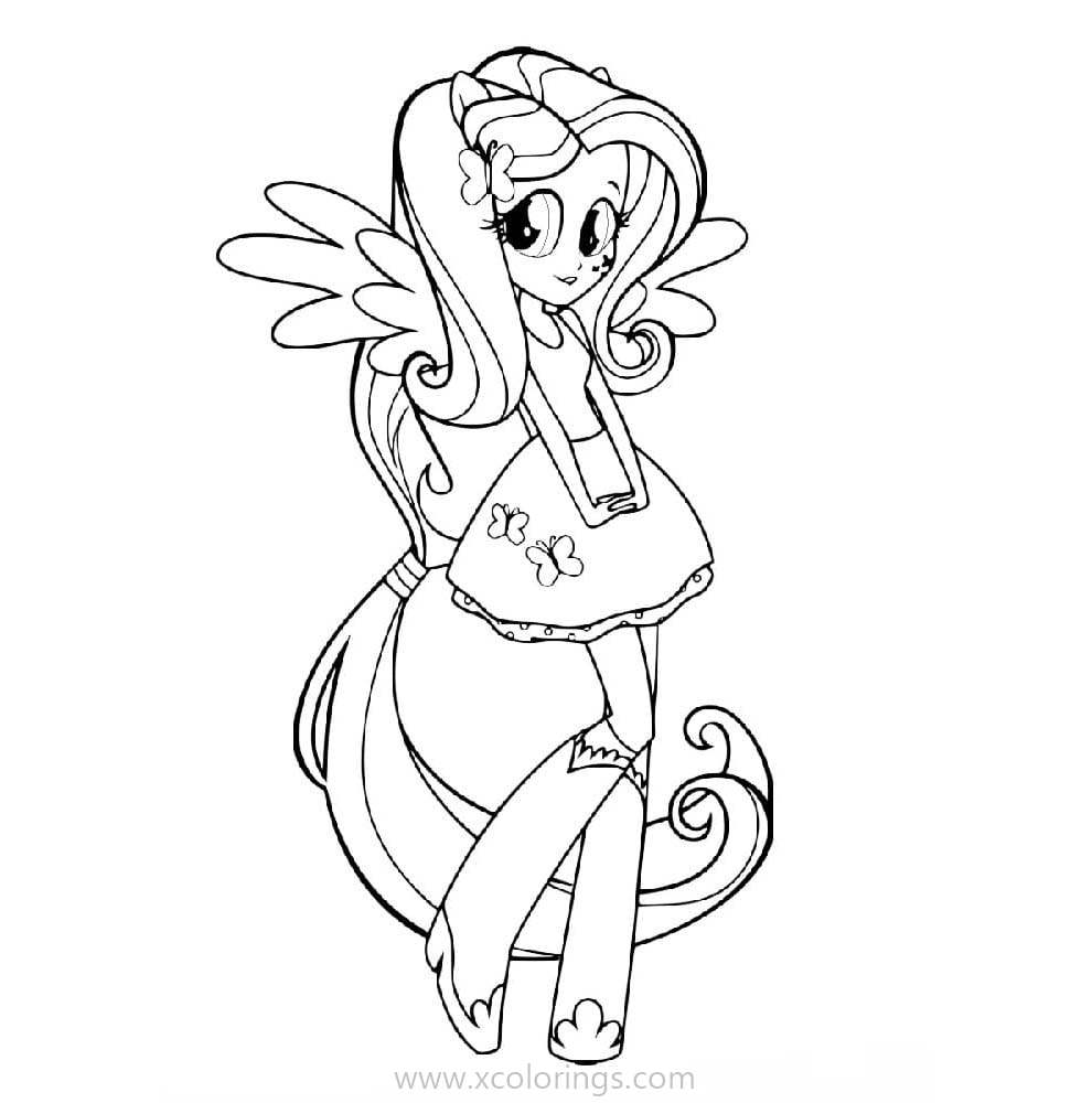 Free Equestria Girls Coloring Pages Fluttershy with Wings printable