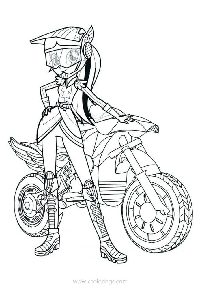 Free Equestria Girls Coloring Pages Motorcycle Racing Girl printable