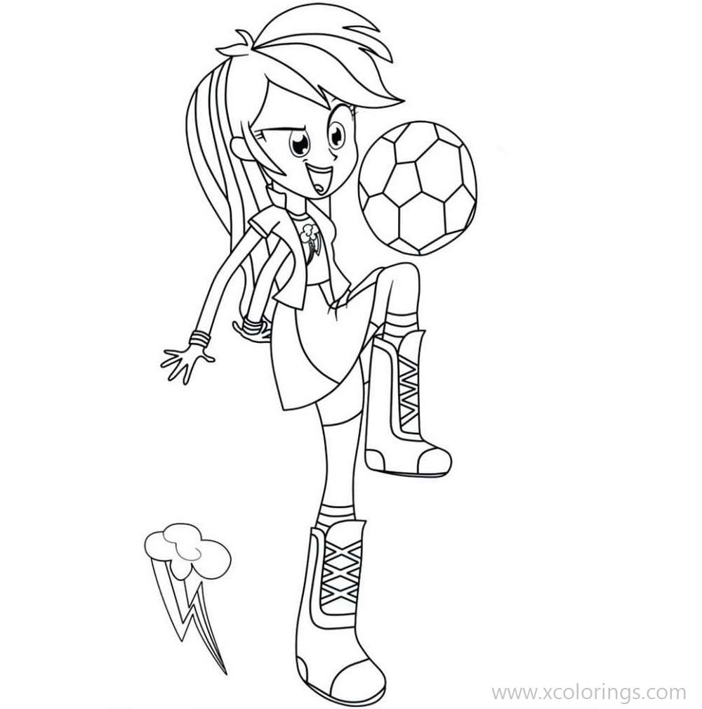 Free Equestria Girls Coloring Pages Rainbow Dash Playing Soccer printable