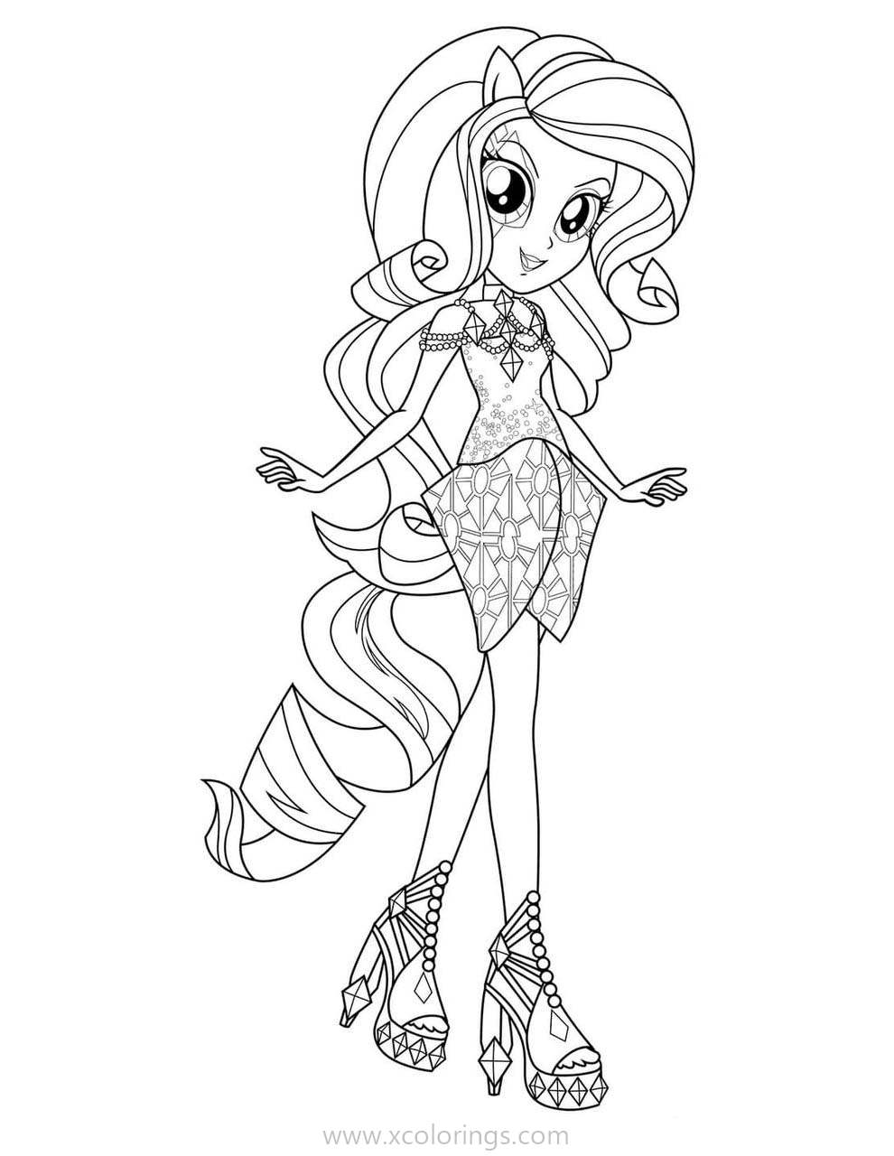 Free Equestria Girls Coloring Pages Rarity with Beautiful Clothes printable