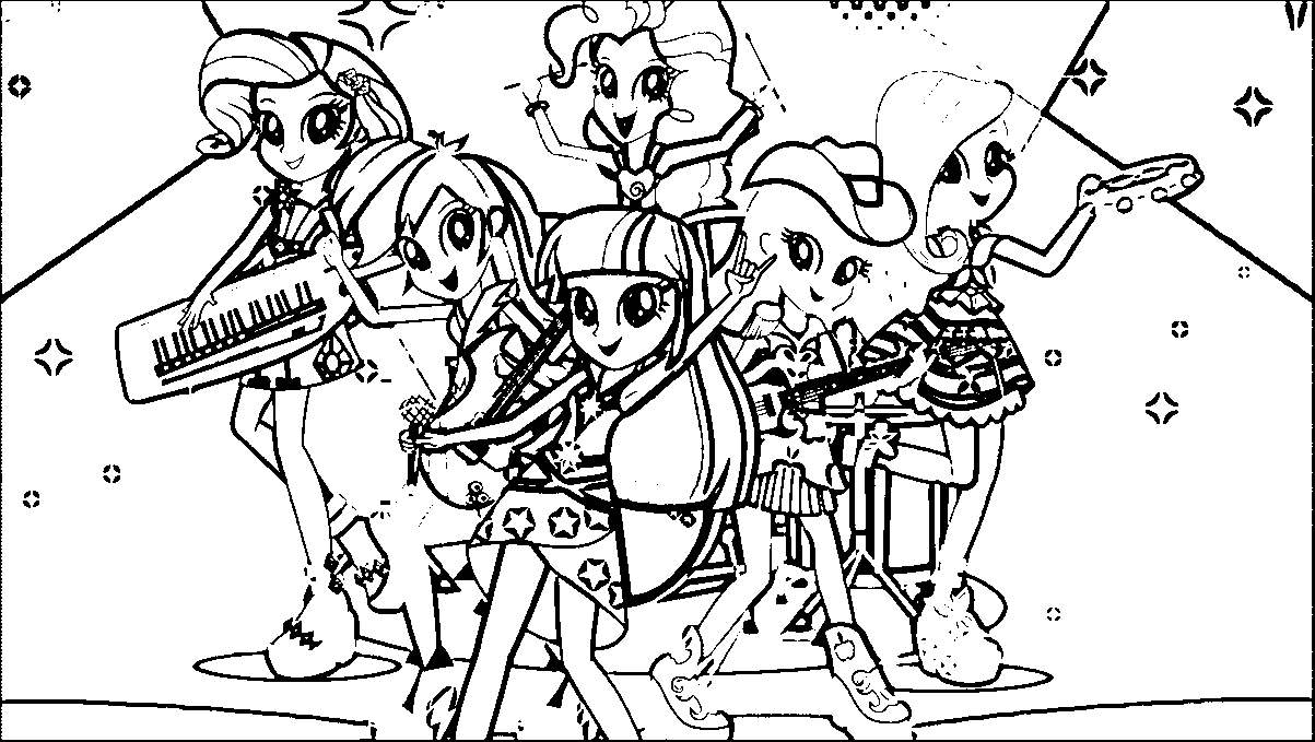 Free Equestria Girls Coloring Pages Show Time printable