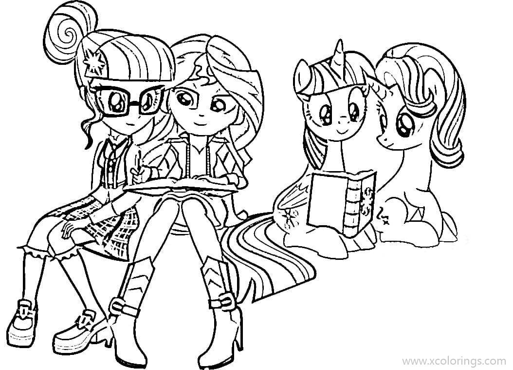 Free Equestria Girls Coloring Pages Sunset Shimmer and Twilight Sparkle printable
