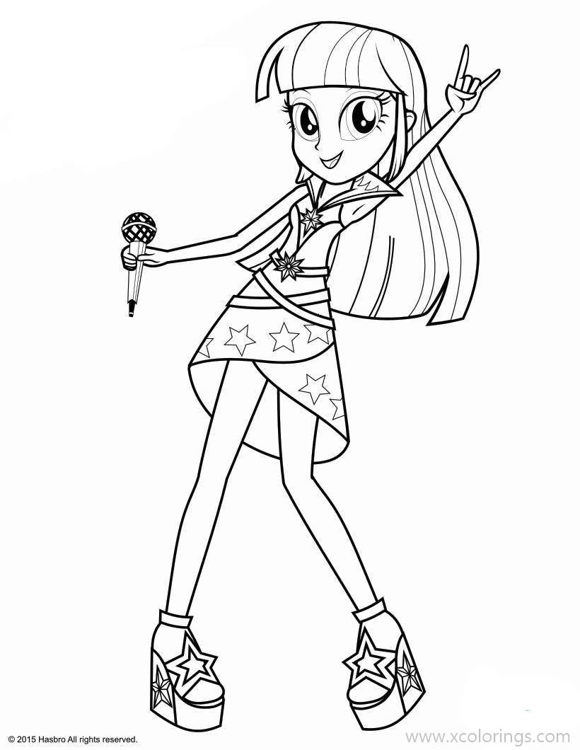 Free Equestria Girls Coloring Pages Twilight Sparkle is Singing printable