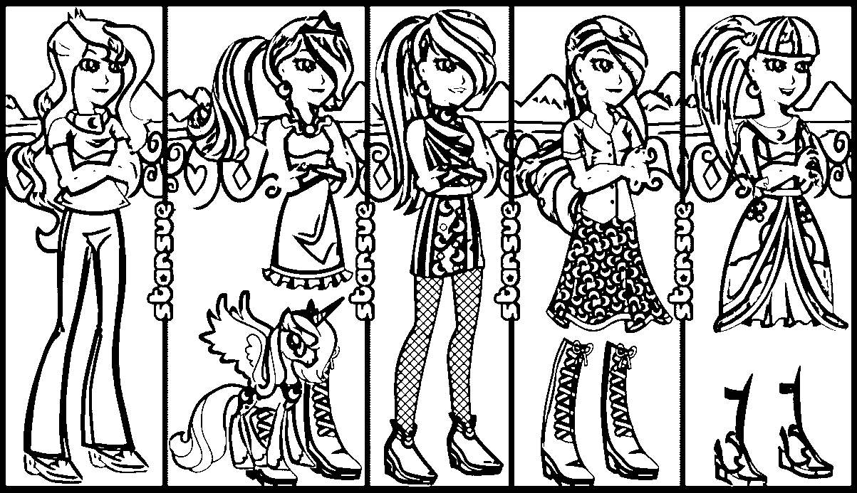 Free Equestria Girls Dress Up Coloring Page printable