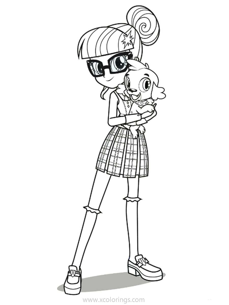 Free Equestria Girls with Pet Coloring Pages printable