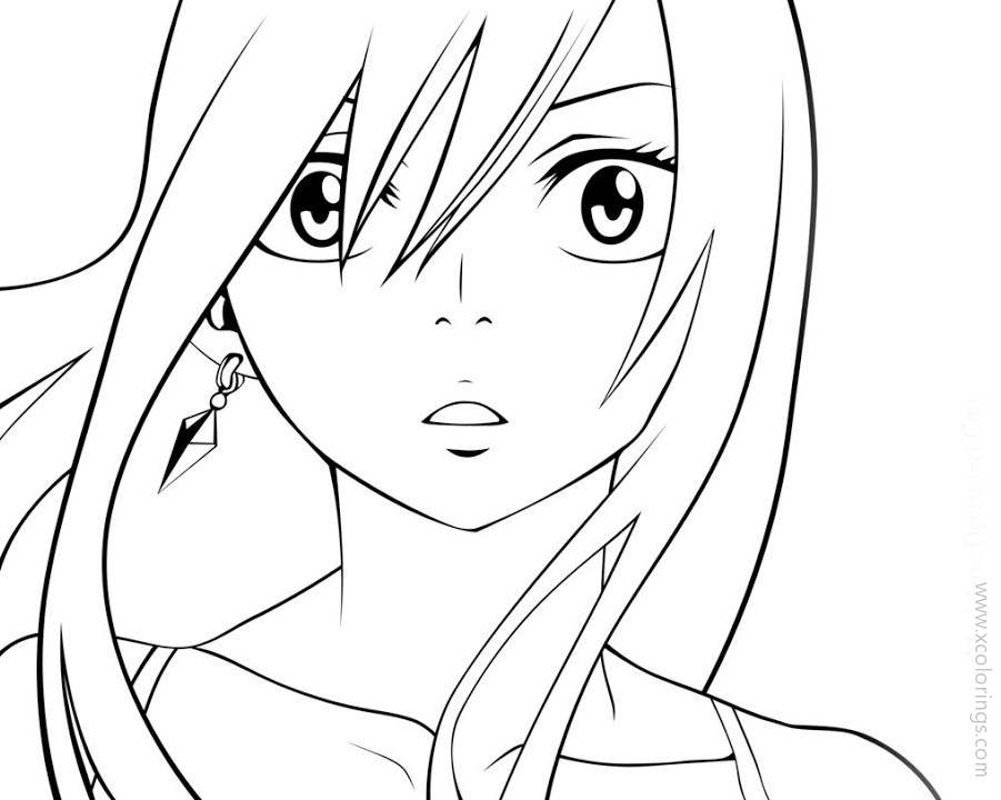 Free Erza from Fairy Tail Coloring Pages printable