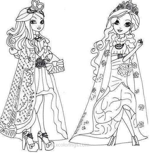 Free Ever After High Apple White and Justine Dancer Coloring Pages printable