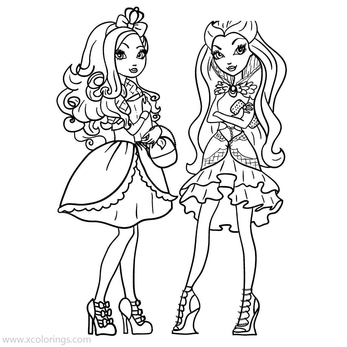 Free Ever After High Apple White and Raven Queen Coloring Pages printable