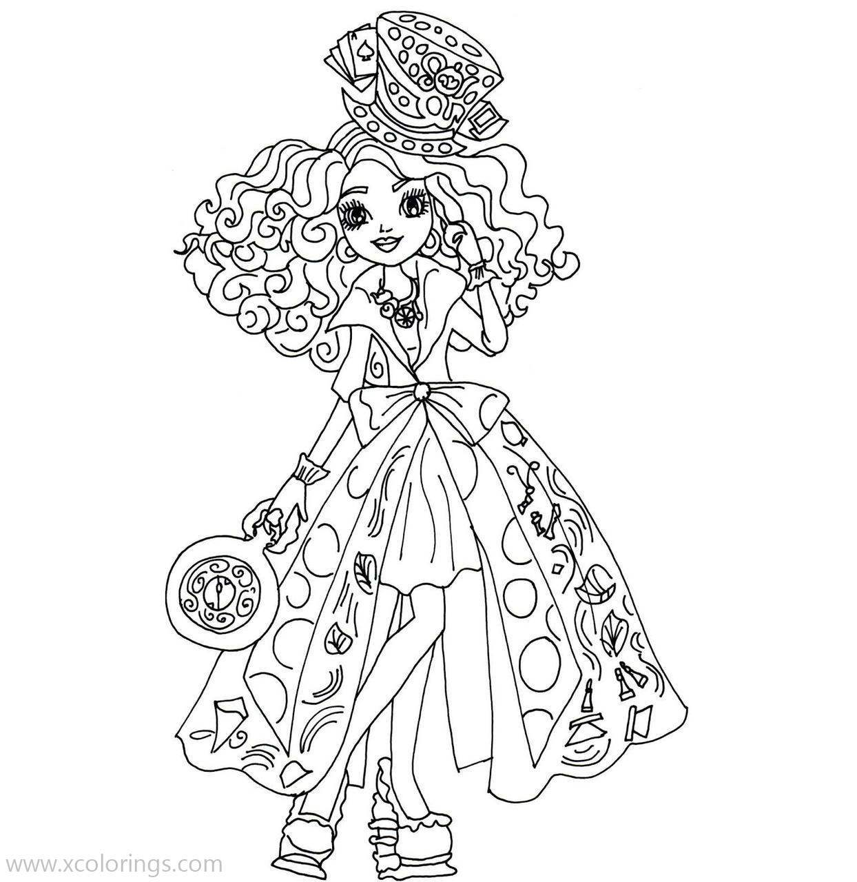 Free Ever After High Coloring Pages Girl with A Big Hat printable