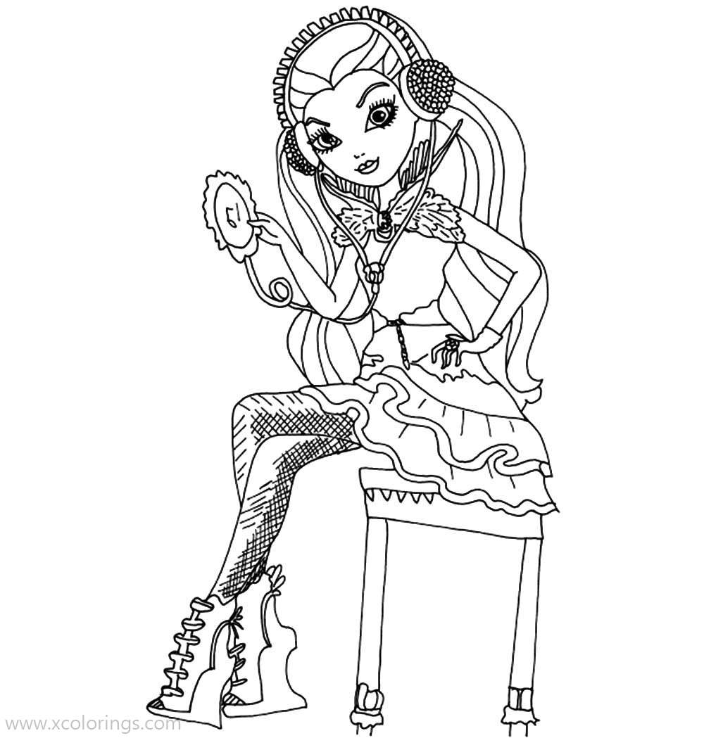 Free Ever After High Coloring Pages Raven Listening Music printable