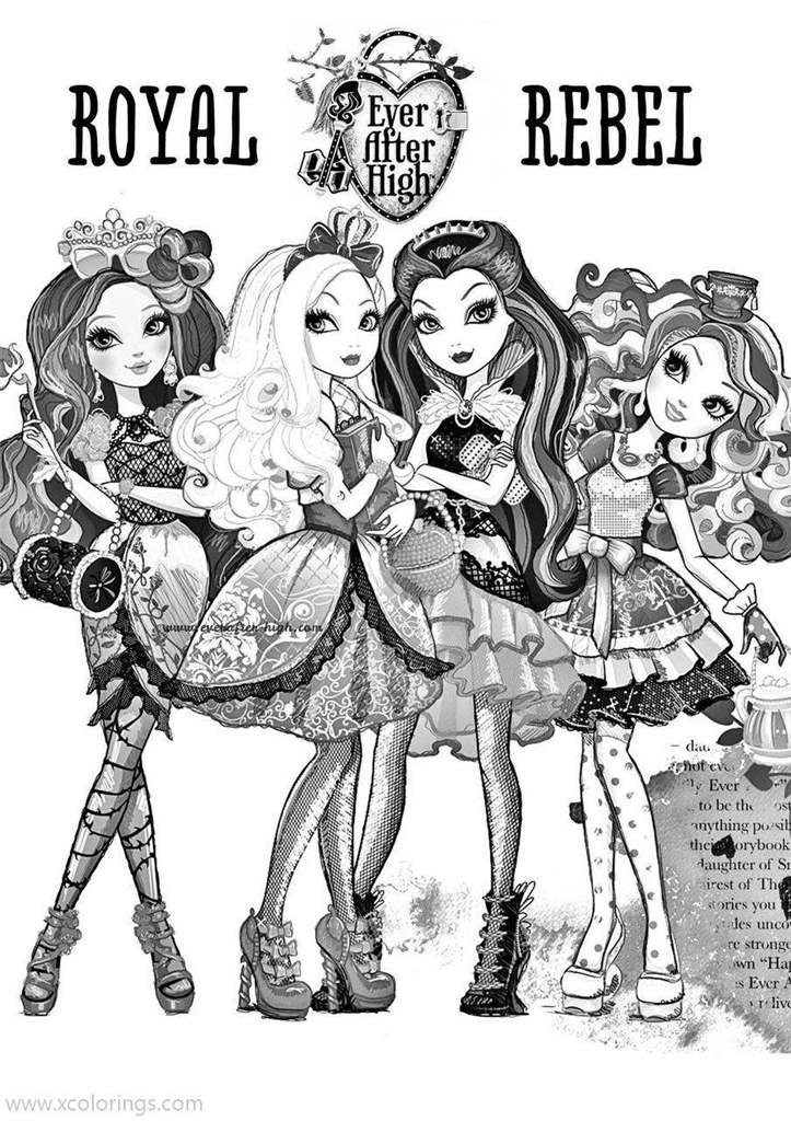 Free Ever After High Coloring Pages Royal and Rebel printable