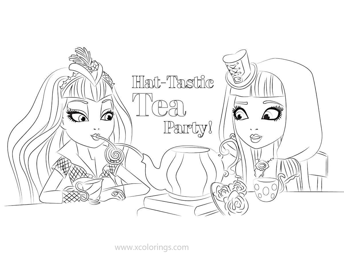 Free Ever After High Coloring Pages Tea Party printable