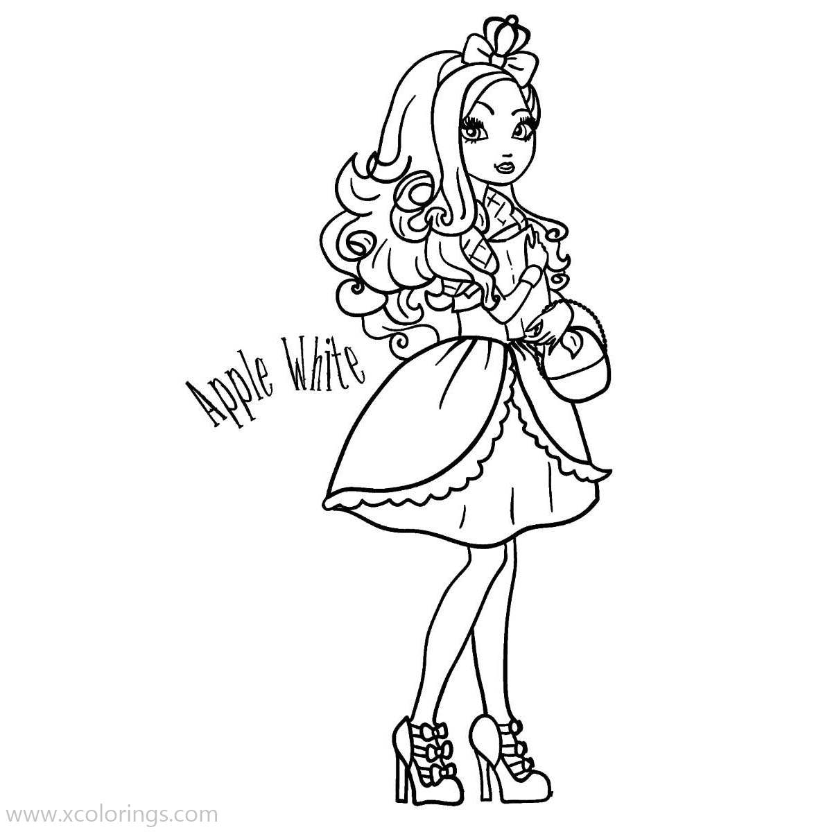 Free Ever After High Doll Apple White Coloring Pages printable